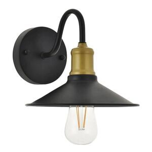 Living District Etude Wall Sconce LD4033W9BRB Single Shaded Light, Brass/Black